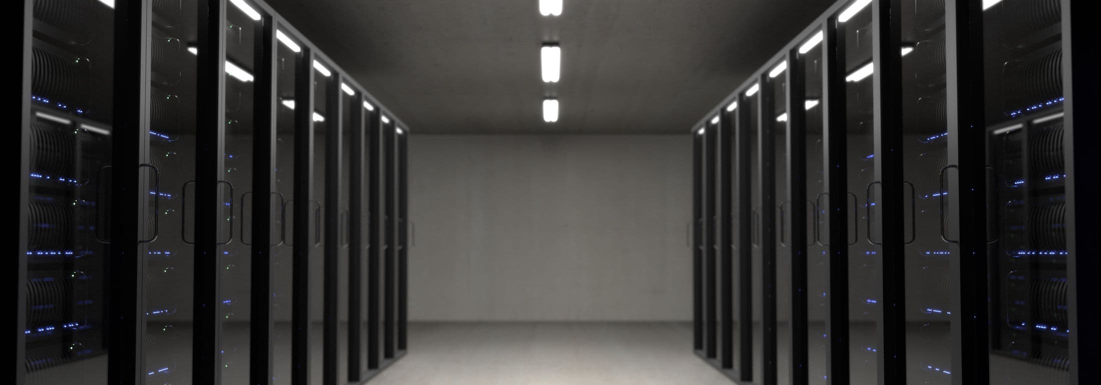 Network and server racks supporting modern technology infrastructure
